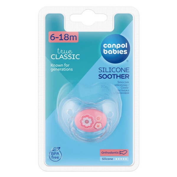 Фото - Анатомічна пустушка Canpol babies 6-18 м-ців Newborn baby рожеві квіти (22/566_pin)