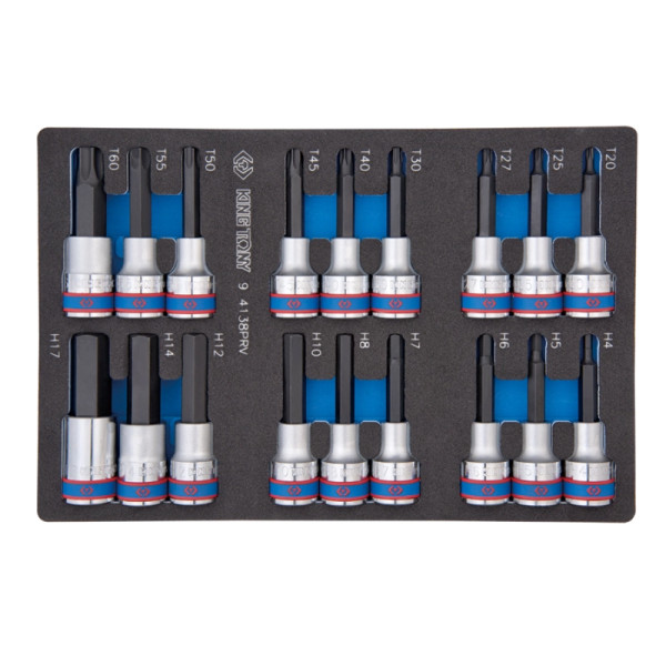 Фото - Набір торцевих голівок KING TONY 1/2" TORX, HEX 18 пр. (9-4138PRV)
