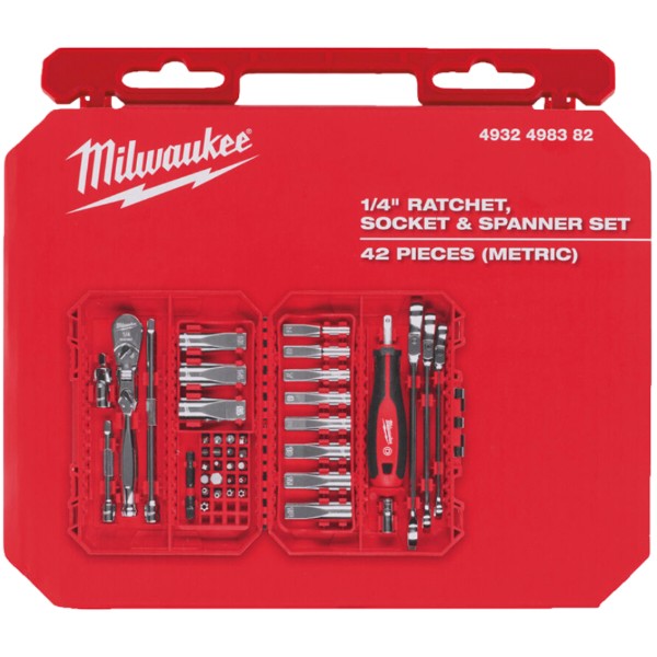 Фото - Набор торцевых головок Milwaukee с трещоткой 1/4" 42 шт. (4932498382)
