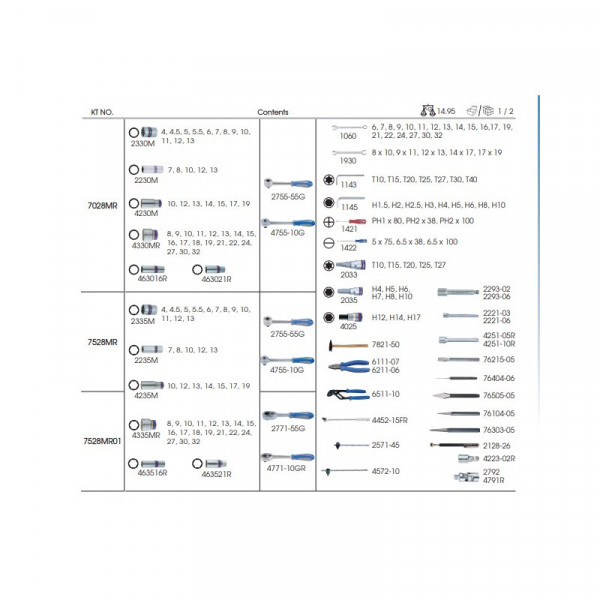 Фото - Набір інструментів KING TONY 1/4''+1/2'' 128 шт. (7528MR01)