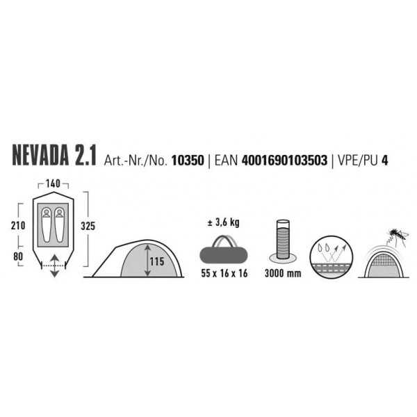 Фото - Намет High Peak Nevada 2.1 Deep Forest (10350)