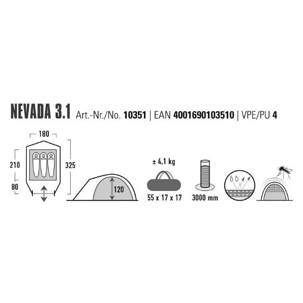 Фото - Намет High Peak Nevada 3.1 Deep Forest (10351)