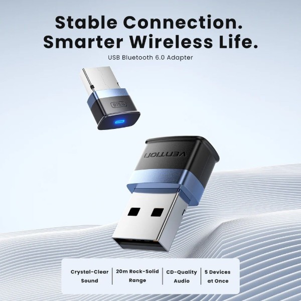 Фото - Адаптер мережі Bluetooth USB Vention v6.0 20м (NANB0)