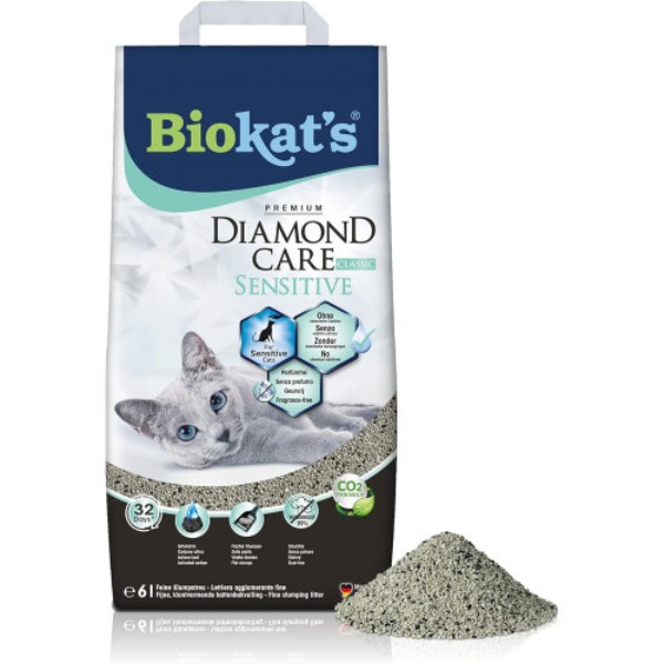 Фото - Наполнитель бентонитовый Biokat's Dimond Care Sensitive Classic 6 л (4002064613901)