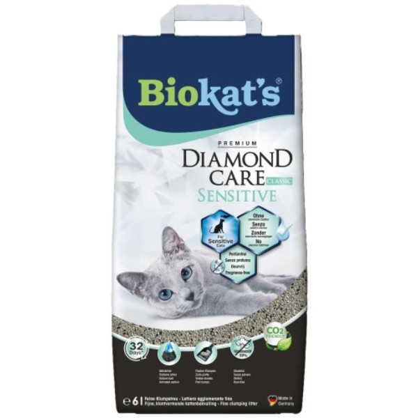 Фото - Наполнитель бентонитовый Biokat's Dimond Care Sensitive Classic 6 л (4002064613901)