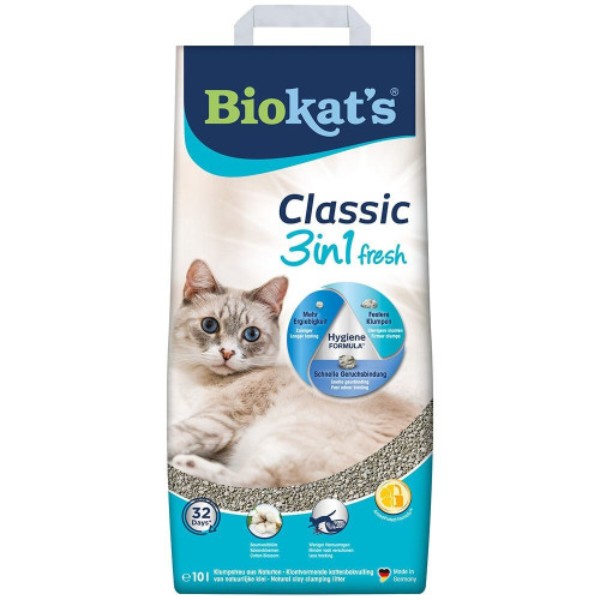 Фото - Наполнитель бентонитовый Biokat's Classic Fresh 3in1 Cotton Blossom 10 кг (4002064617220)
