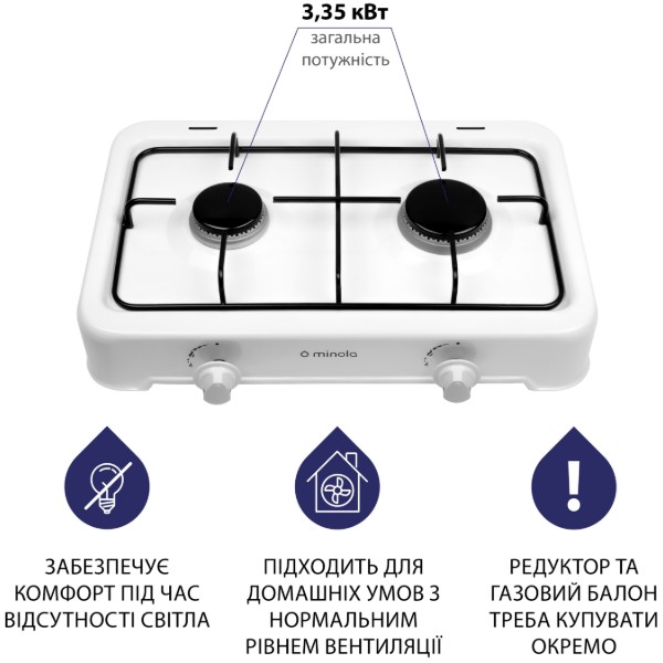 Фото - Плита газова настільна Minola TGH 200 WH