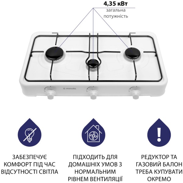 Фото - Плита газова настільна Minola TGH 300 WH