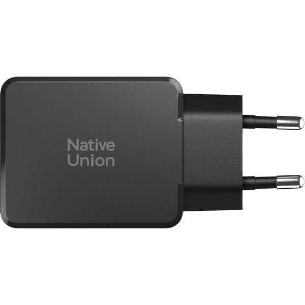 Фото - Мережевий зарядний пристрій Native Union Pocket GaN Charger PD 65W Dual USB-C Port Black (POCK-PD65-BLK-EU)