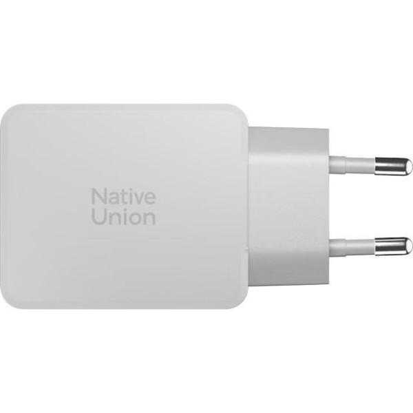 Фото - Мережевий зарядний пристрій Native Union Pocket GaN Charger PD 65W Dual USB-C Port White (POCK-PD65-WHT-EU)