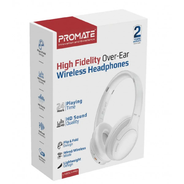 Фото - Навушники накладні бездротові Promate laboca-pro.white