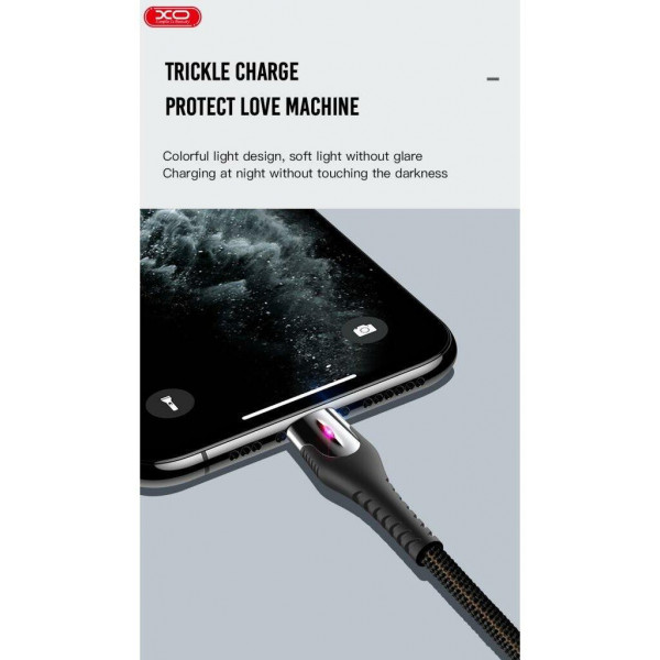 Фото - Кабель синхронізації даних XO lightning NB138 Lamp Zinc Alloy 2A/1m Black (NB138-L-1-BK)