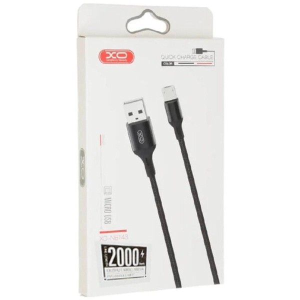 Фото - Кабель XO microUSB NB143 Braided 1.5A/2m Black (NB143-M2-BK)