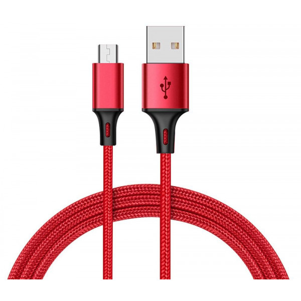 Фото - Кабель синхронізації даних XO microUSB NB143 Braided 1.5A/2m Red (NB143-M2-RD)