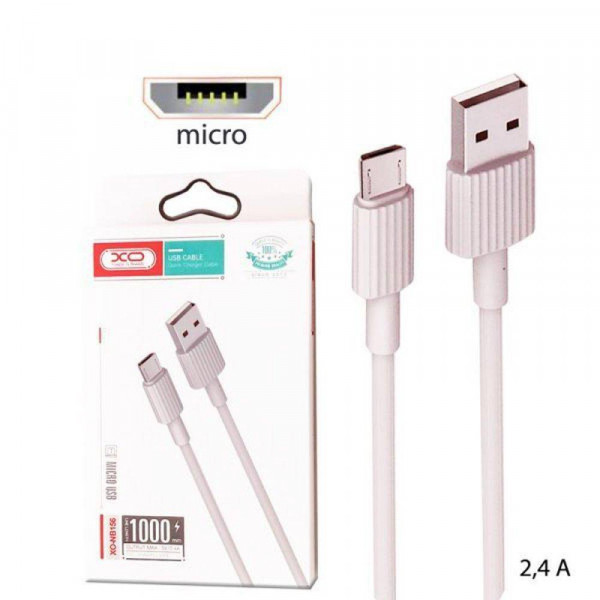 Фото - Кабель синхронізації даних XO microUSB NB156 2.4A/1m Pink (NB156-M-PN)