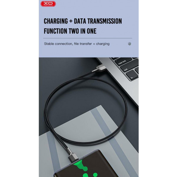 Фото - Кабель синхронізації даних XO lightning NB182 2.4A/1m Black (NB182-L-1-BK)