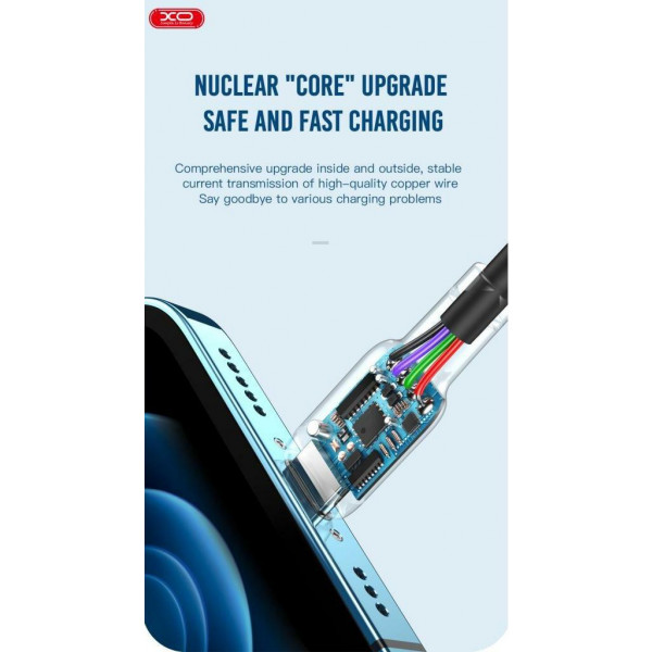 Фото - Кабель синхронизации данных XO Lightning NB208 Liquid Silicone 2.1A/1m Blue (NB208-L-1-BL)