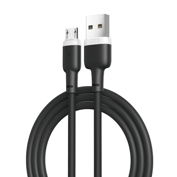 Фото - Кабель синхронізації даних XO microUSB NB208 Liquid Silicone 2.1A/1m Black (NB208-M-BK)