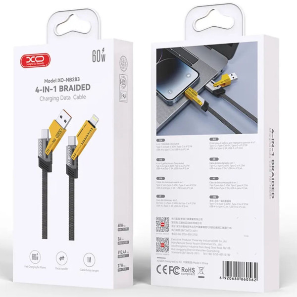 Фото - Кабель синхронізації даних XO Type-C/Type-A - USB Type-C/Lightning (NB283-CAI.gray)