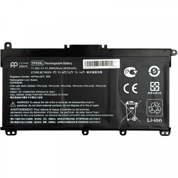 Фото - Акумулятор для ноутбука PowerPlant HP Pavilion 15-CD (TF03XL) 11.55V 41.9Wh (NB461394)