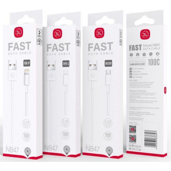 Фото - Кабель синхронізації даних XO USB A - Lightning 2.0 (NB47)
