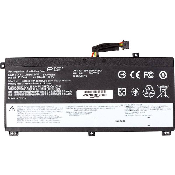 Фото - Аккумулятор для ноутбука PowerPlant LENOVO ThinkPad T550 (00NY639) 11.1V 3710mAh (NB482634)