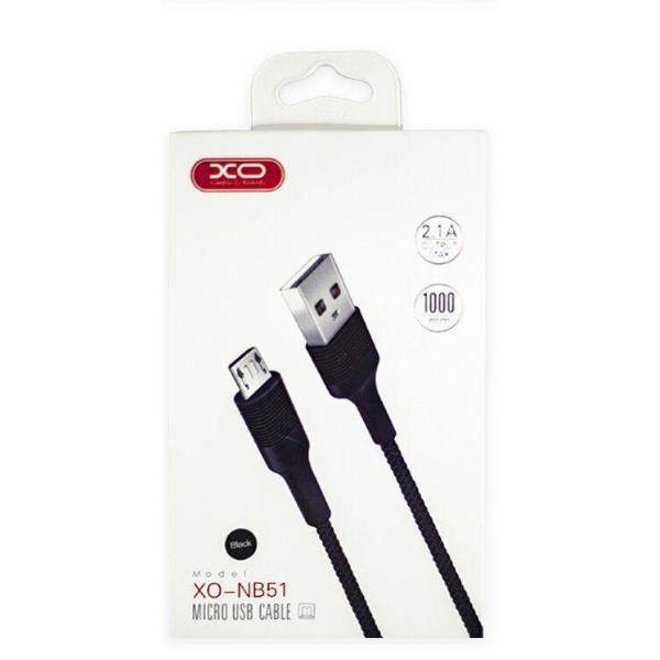 Фото - Кабель XO microUSB NB51 2.1A/1m Black (NB51-M-1-BK)