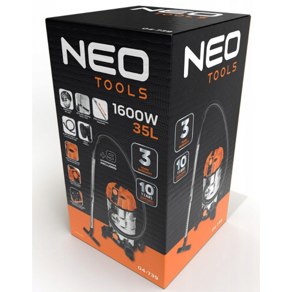 Фото - Пилосос для сухого прибирання без мішка Neo Tools 1600Вт (04-739)