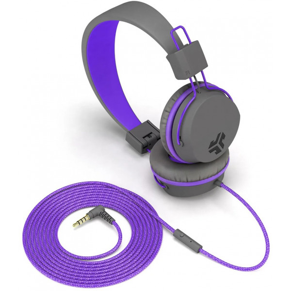 Фото - Навушники накладні дротові JLab JBuddies Studio Kids Grey/Purple (IEUHJKSTUDIORGRYPRP6)