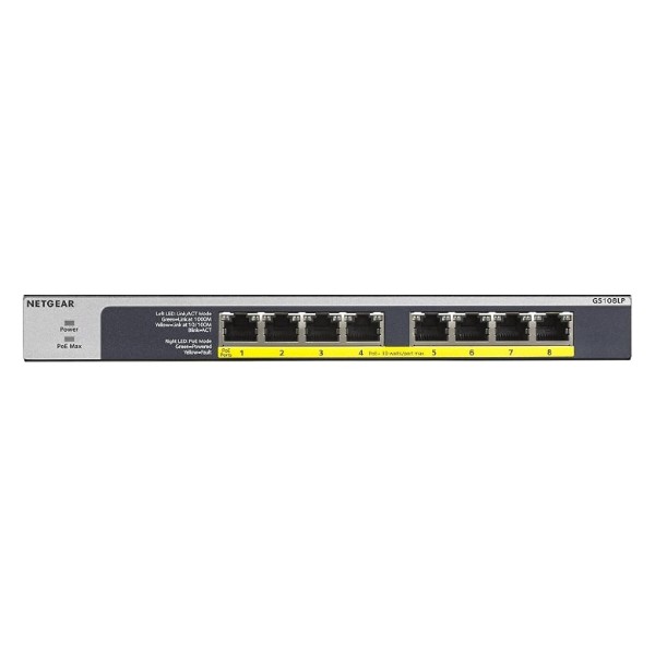 Фото - Коммутатор локальної мережі (Switch) Netgear GS108LP-100EUS