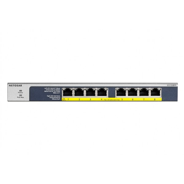 Фото - Коммутатор локальної мережі (Switch) Netgear GS108PP-100EUS