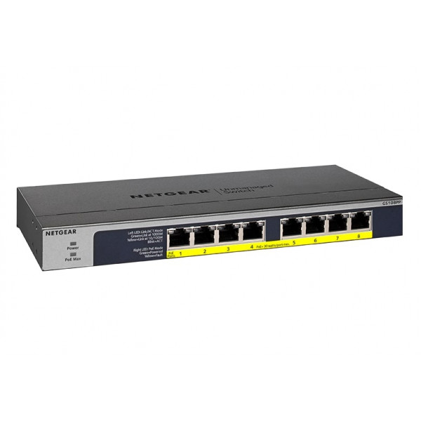 Фото - Коммутатор локальної мережі (Switch) Netgear GS108PP-100EUS