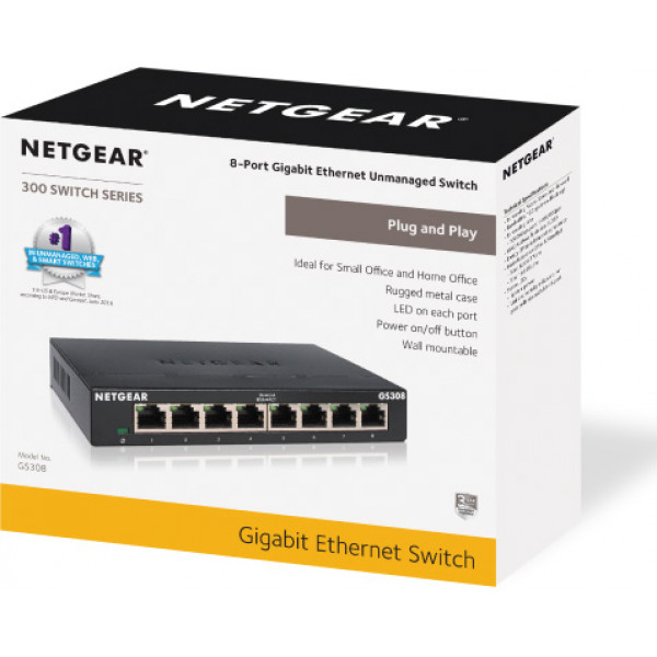Фото - Коммутатор локальної мережі (Switch) Netgear GS308-300PES 8xGE