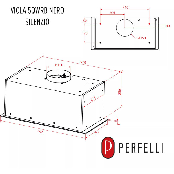 Фото - Витяжка вбудована Perfelli VIOLA 5QWRB NERO SILENZIO