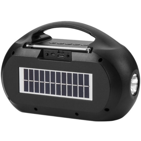 Фото - Портативная акустика NEWVEW Solar Panel/BT/USB/TF/FM/AUX Black (NWVW-NV-V50-BK)