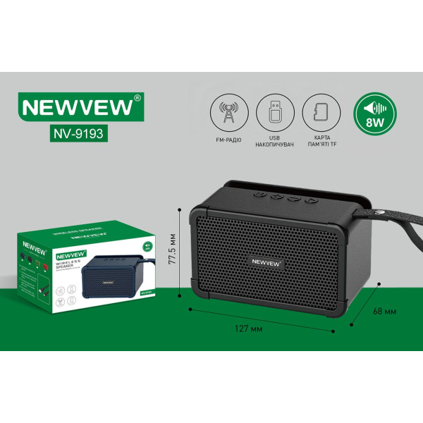 Фото - Портативна акустика NEWVEW USB/TF/FM Black (NWVW-NV-9193-BK)