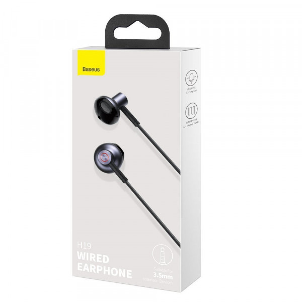 Фото - Навушники вкладиші дротові Baseus Encok 3.5mm Wired Earphone H19 Black (NGH19-01)