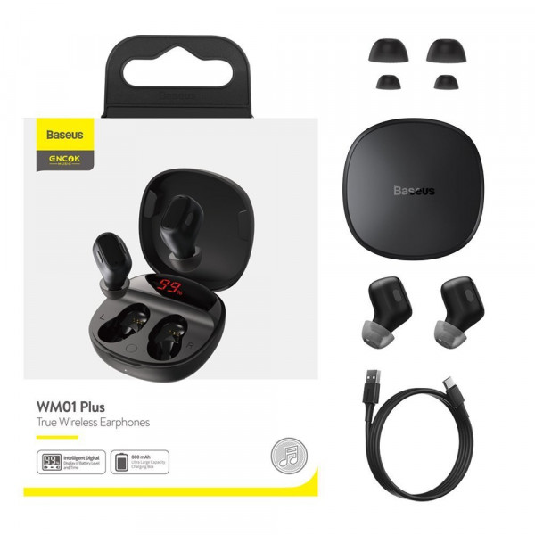 Фото - Навушники вкладиші бездротові TWS Baseus WM01 Plus TWS Black (NGWM010001)
