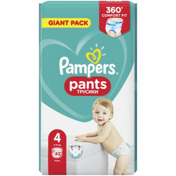 Фото - Одноразовые подгузники-трусики Pampers Pants Размер 4 (9-15 кг), 62 шт. (8001090694638)