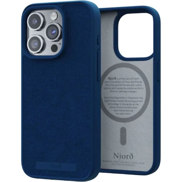 Фото - Чохол для смартфону Njord Suede MagSafe Case Navy Blue for iPhone 15 Pro (NA53SU01)