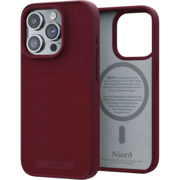 Фото - Чохол для смартфону Njord Suede MagSafe Case Crimson Red for iPhone 15 Pro (NA53SU11)