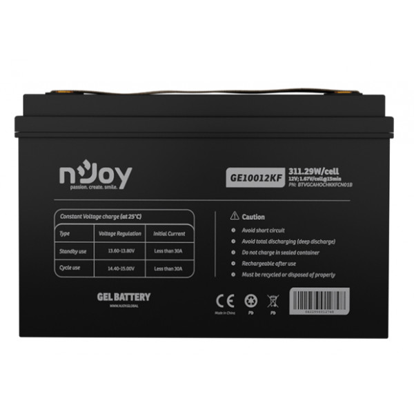 Фото - Аккумулятор для ИБП Njoy GE10012KF 12V 100AH (BTVGCAHOCHKKFCN01B) GEL
