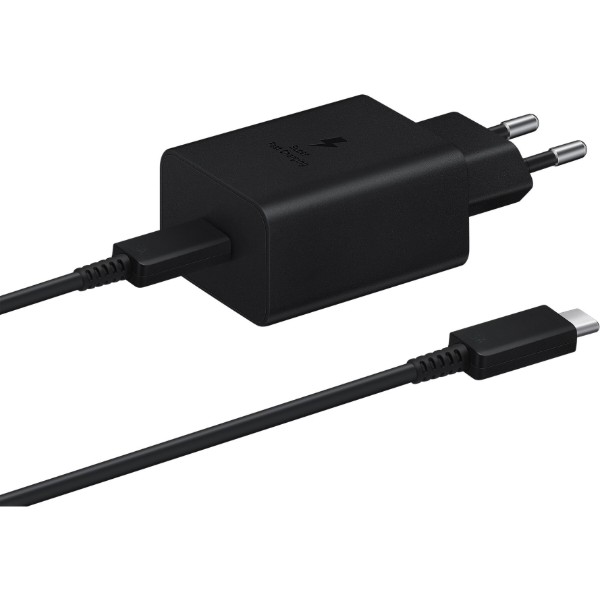 Фото - Мережевий зарядний пристрій Samsung 45W Compact Power Adapter C to C Cable Black  (EP-T4510XBEGEU)