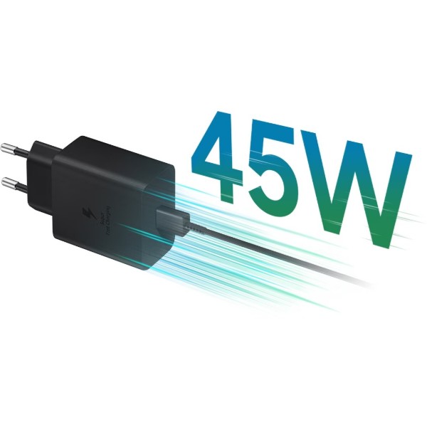 Фото - Мережевий зарядний пристрій Samsung 45W Compact Power Adapter C to C Cable Black  (EP-T4510XBEGEU)