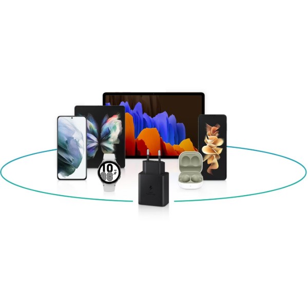 Фото - Мережевий зарядний пристрій Samsung 45W Compact Power Adapter C to C Cable Black  (EP-T4510XBEGEU)