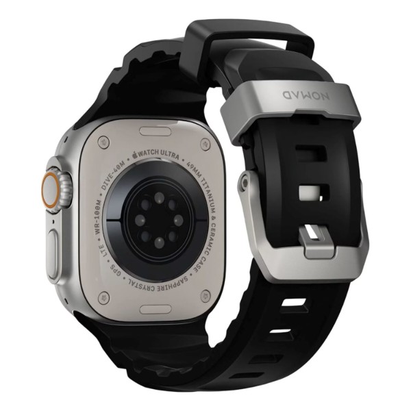 Фото - Ремешок для смарт-часов Nomad Rocky Point Band Natural Titanium Hardware Carbon Black 46mm/49mm (NM009889858)