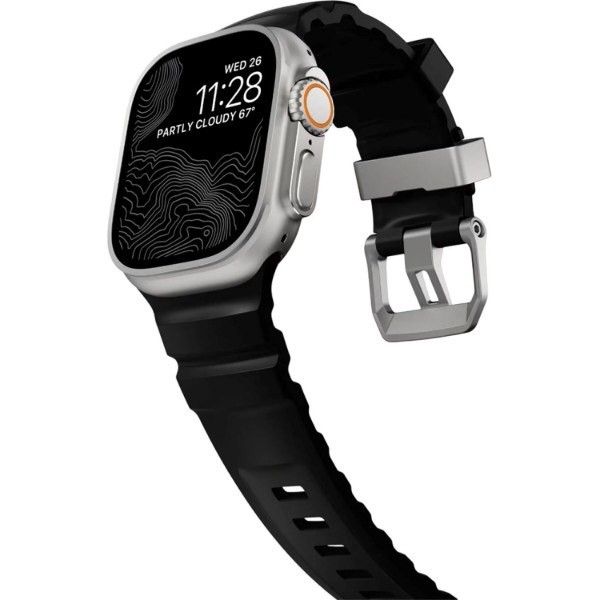 Фото - Ремешок для смарт-часов Nomad Rocky Point Band Natural Titanium Hardware Carbon Black 46mm/49mm (NM009889858)