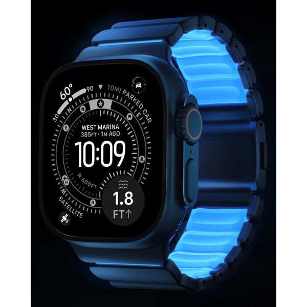 Фото - Ремешок для смарт-часов Nomad Stratos Band Black Hardware Icy Blue Glow 46mm/49mm (NM009896858)