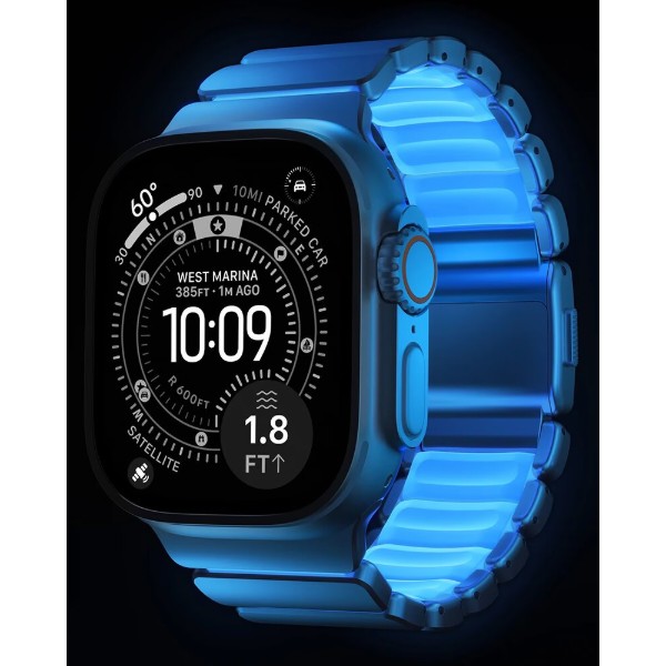 Фото - Ремешок для смарт-часов Nomad Stratos Band Natural Hardware Icy Blue Glow 46mm/49mm (NM009902858)