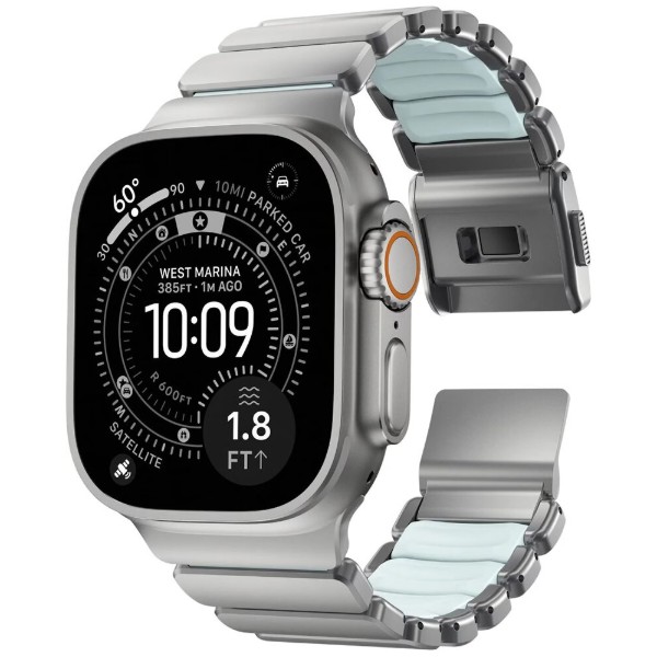 Фото - Ремешок для смарт-часов Nomad Stratos Band Natural Hardware Icy Blue Glow 46mm/49mm (NM009902858)
